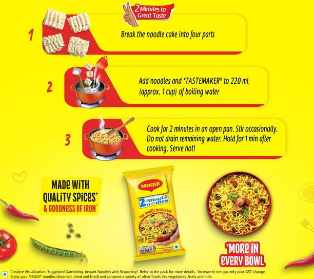 Maggi Pack of 1 Classic Masala Instant Noodles with Rich Masala Flavor Instant Noodles