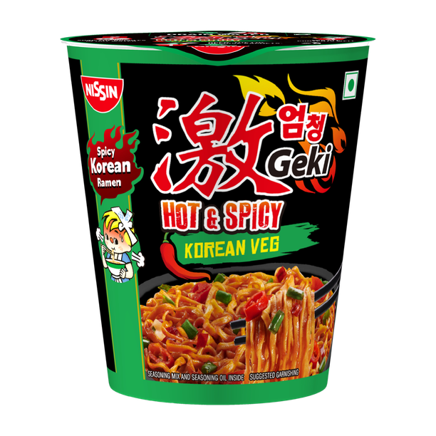 Nissin Geki Hot & Spicy Korean Veg Flavoured Ramen Cup Noodles