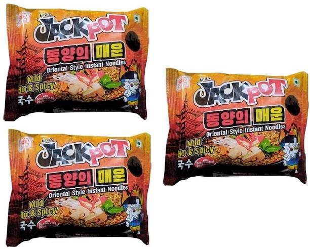 JACKPOT Oriental style Mild Hot & Spicy Instant Noodle ( Pack Of 3 ) Instant Noodles Vegetarian