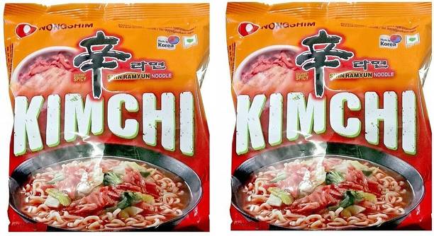 Nongshim Shin Ramyun Kimchi Instant Noodles 120gm*2 Pack (Pack of 2) (Imported) Instant Noodles
