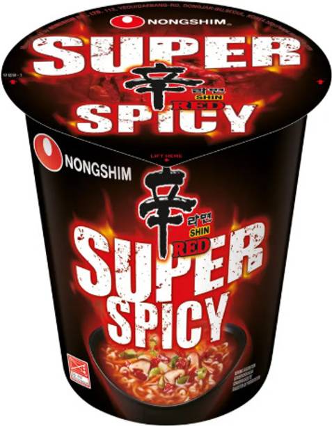 Nongshim Shin Red Super Spicy Noodles Cup Korean Ramen Hot Instant Noodles Vegetarian