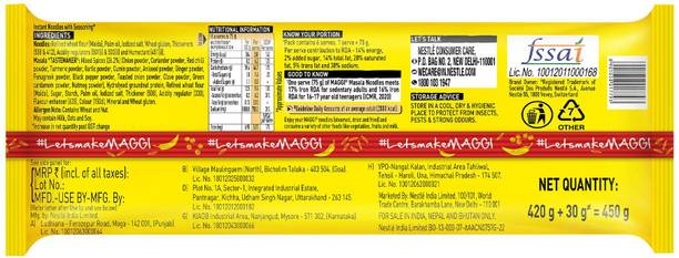 Maggi Pack of 1 Classic Indian Style Masala Noodles with Rich Flavor Instant Noodles
