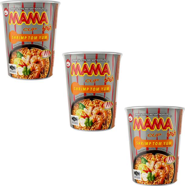 MAMA Cup Instant Noodles Shrimp Flavor (Tom Yum), 60 g Pack of 3 Cup Noodles