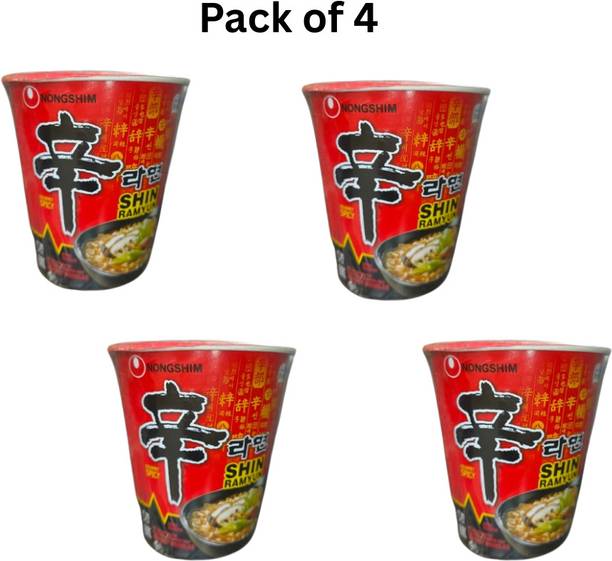 Nongshim Shin Ramyun Cup Noodle Soup – Gourmet Spicy (Pack of 4) Cup Noodles Vegetarian