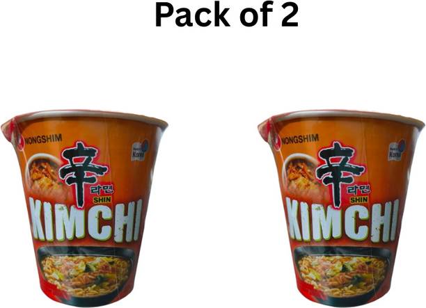 Nongshim Shin Kimchi Ramyun Cup Noodles – Spicy Korean Kimchi Flavour (Pack of 2) Cup Noodles Vegetarian