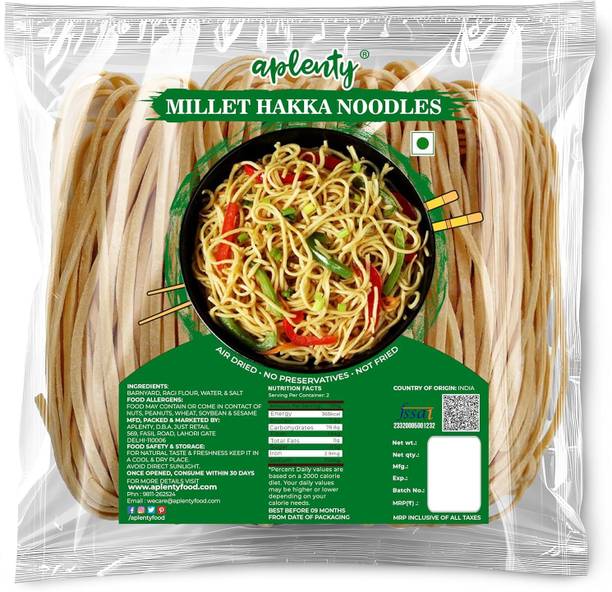 APLENTY Barnyard & Millets Hakka Noodles | Veg Long Slurpy Noodle| Chowmin Hakka Noodles Vegetarian