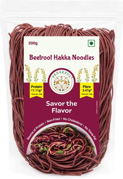 SENSEFUL Beetroot Noodles - Vegetable Noodles - Non Fried, No MSG, Nutritious & Preservative Free Hakka Noodles