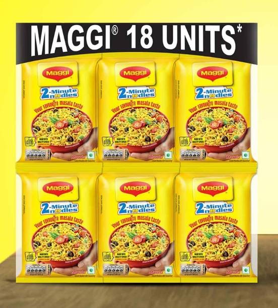 Maggi Pack of 18 Ready to Eat Masala Noodles with Traditional Indian Taste Instant Noodles