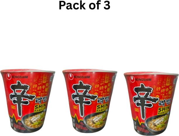 Nongshim Shin Ramyun Cup Noodle Soup – Gourmet Spicy (Pack of 3) Cup Noodles Vegetarian