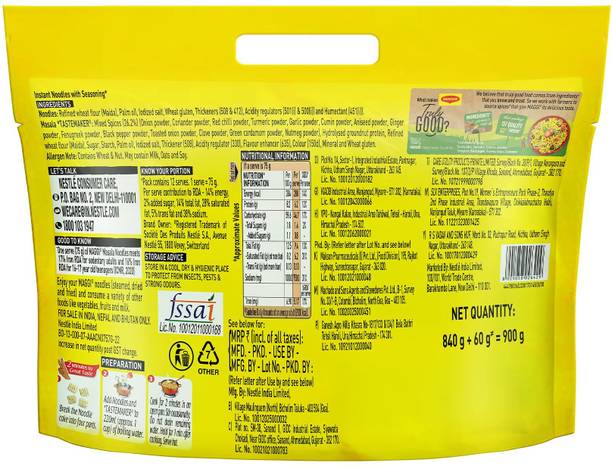 Maggi Pack of 12 Tasty Masala Noodles with Authentic Indian Masala Instant Noodles Vegetarian