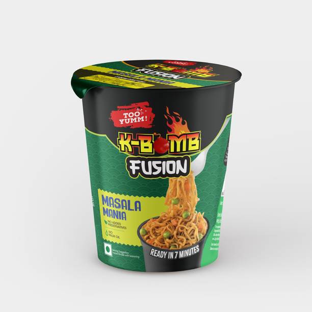 Too Yumm! K-BOMB Fusion Masala Mania Instant Cup Noodles Vegetarian No Palm Oil_S Cup Noodles Vegetarian
