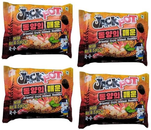 JACKPOT Oriental style Mild Hot & Spicy Instant Noodle ( Pack Of 4 ) Instant Noodles Vegetarian