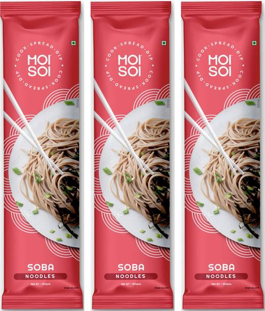 MOI SOI Healthy Soba Noodles Pack of 3 | Made with 70% Buckwheat Flour & 30% Whole Wheat Hakka Noodles Vegetarian
