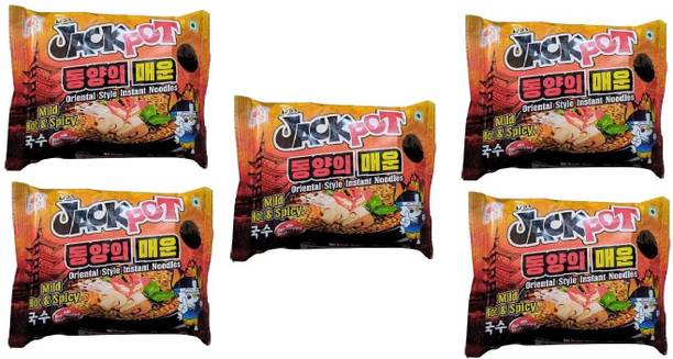 JACKPOT Oriental style Mild Hot & Spicy Instant Noodle ( Pack Of 5 ) Instant Noodles Vegetarian