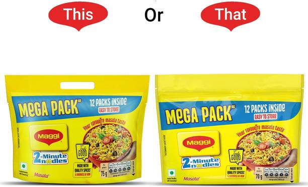 Maggi Pack of 12 Classic Indian Style Masala Noodles with Rich Flavor Instant Noodles