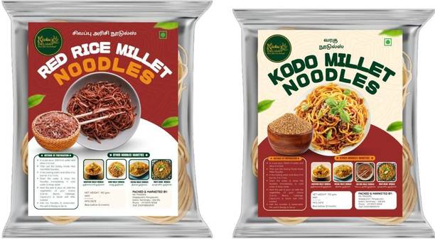 KichusDelight Kodo Millet Noodles &Red Rice Noodles Combo Instant Noodles Vegetarian