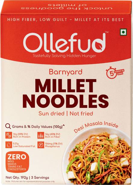 ollefud Barnyard Millet Hakka Noodles | No (Maida, MSG)| 192g Hakka Noodles Vegetarian