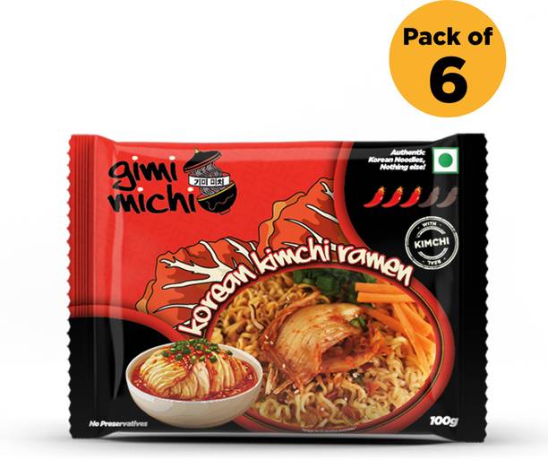 Gimi Michi Korean Kimchi Ramen Pack of 6 Instant Noodles