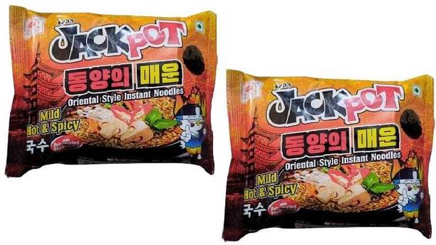 JACKPOT Oriental style Mild Hot & Spicy Instant Noodle ( Pack Of 2 ) Instant Noodles Vegetarian