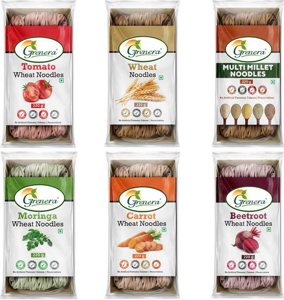 Grenera Healthy Beetroot, Carrot, Tomato, Wheat, Moringa, Multi millet Hakka Noodles Vegetarian