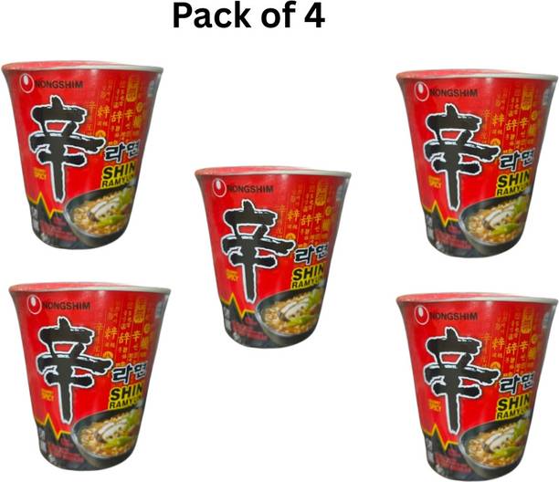 Nongshim Shin Ramyun Cup Noodle Soup – Gourmet Spicy (Pack of 5) Instant Noodles Vegetarian