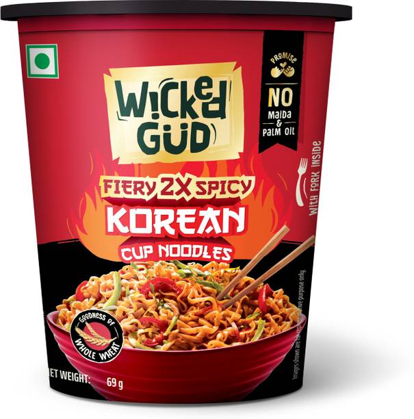 WickedGud Korean Cup Noodles, Fiery 2X Spicy Cup Noodles Vegetarian