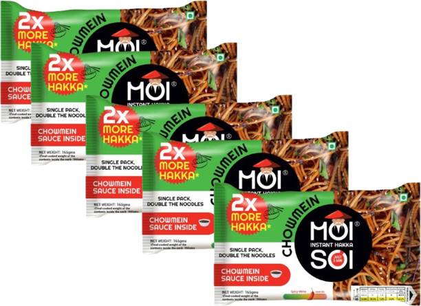 MOI SOI Instant Hakka Noodles-Flavour: Chowmein,(Pack of 5 | 165g Each) Instant Noodles Vegetarian