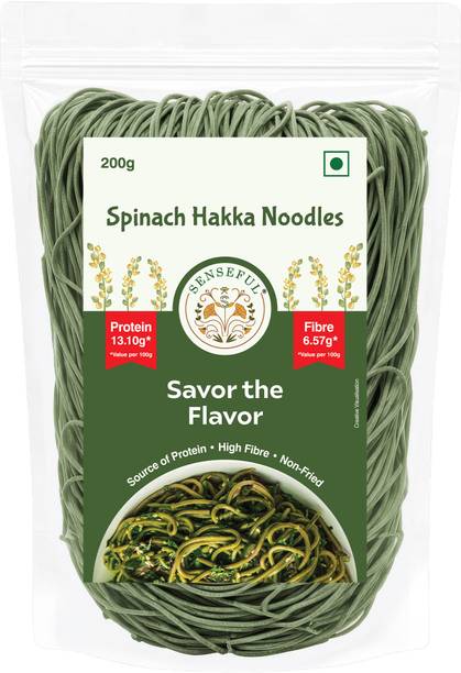 SENSEFUL Spinach Noodles - Vegetable Noodles - Non-Fried, No MSG, Nutritious & Preservative Free Hakka Noodles Vegetarian