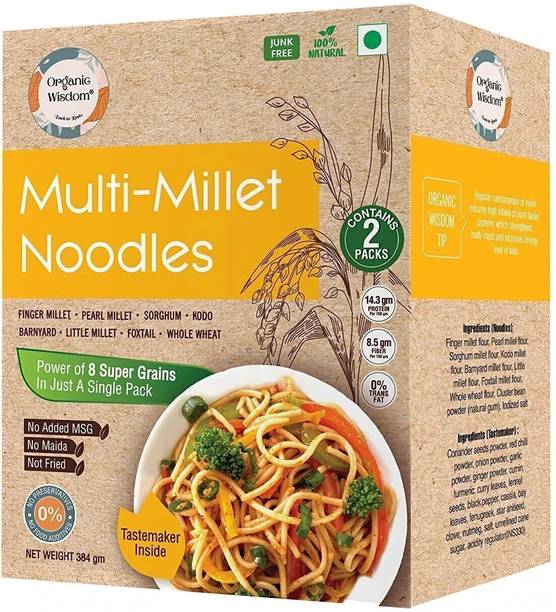 Organic Wisdom Multi Millet Noodles |Contains 2 Packs| Made with 8 Super Grains|No Maida & MSG Instant Noodles Vegetarian