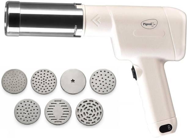 Pigeon 7 Stainless Steel Moulds | Noodles | Chakli | Sev | Murukku | Multi-Purpose Spaghetti and Pasta Maker