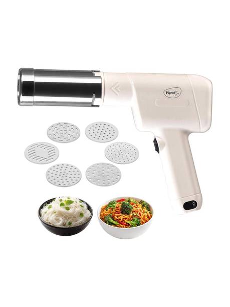 Pigeon Electric Rechargeable Idiyappam, Noodle Maker With 6 Moulds, Dough Press Spaghetti and Pasta Maker