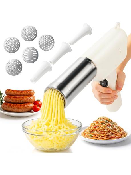 Malta MALATA-50W Electric Idiyappam & Noodle Maker with 5 Molds,Cordless Spaghetti and Pasta Maker