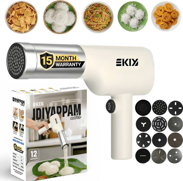 EKIY Electric Idiyappam/Noolappam/Muruke/Pakkavada/Noodles Maker 12 in 1 | 1500mAh Spaghetti and Pasta Maker