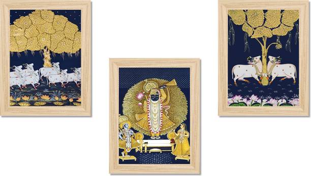 Decor Smart Premium Shrinathji Pichwai Wall Painting Set of 3 Frames (PFDS_3PCS_1640) NA 13 inch x 10 inch Painting