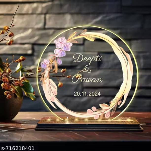 Mintola Works Customized LED Acrylic Lamp for Couple Wedding Anniversary Gift Night Light Night Lamp