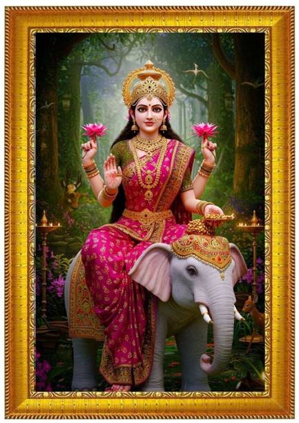MGTHOME Lakshmi Mata Devotional Wall Frame 9x12 Inch Elegant Home Decor Religious Frame