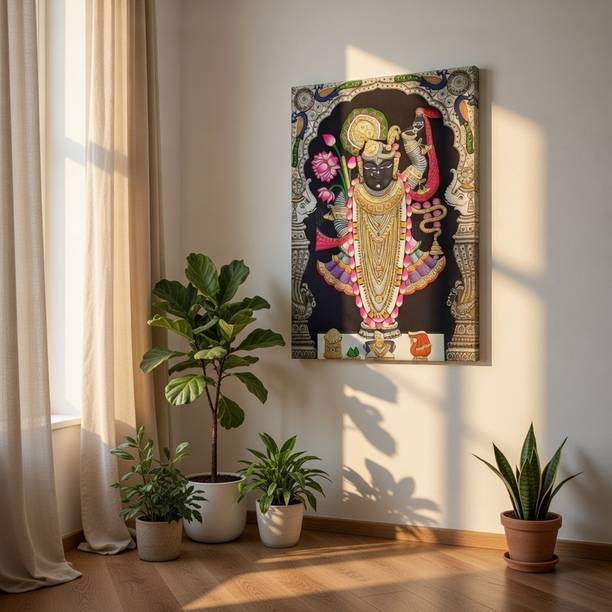 Flipkart Perfect Homes Shrinathji Royal Pichwai Canvas Painting Krishna Wall Art Canvas 20 inch x 30 inch Painting