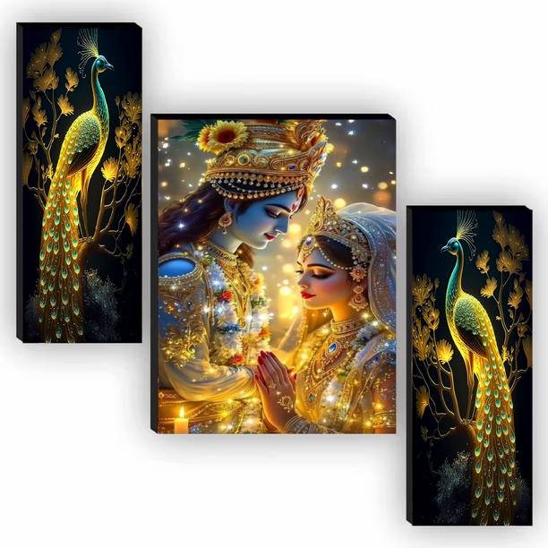 SNDArt Radha Krishna Wall Decor Gift Items For Living Room Digital Reprint 11.9 inch x 18 inch Painting