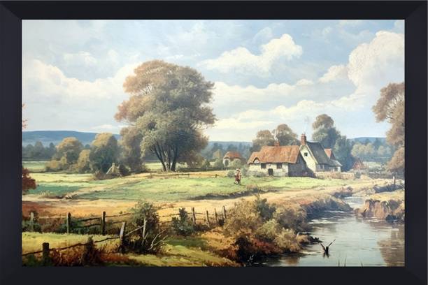 Gita Govinda Village Nature Scenery glossy (BL-SCNRY 59) Digital Reprint 13.5 inch x 10.25 inch Painting