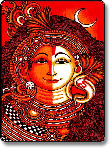 SAF PRINT Ardhnarishwar religious painting Black Slim Frame wall decoration items