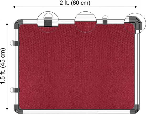 Smartix 2x1.5 ft Maroon Notice Board/PinUp Display Board with 50 pin for Office and Home Notice Board