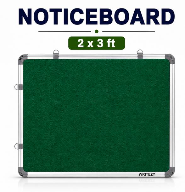 Writezy 2x3ft Notice Board with Strong Aluminium Frame for Notes, Photos & Messages Notice Board