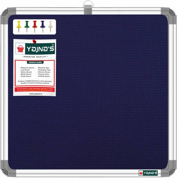 YAJNAS 28x28 CM (1x1 Ft) Premium Blue Notice/Soft Board With 50 Pins For Home Notice Board