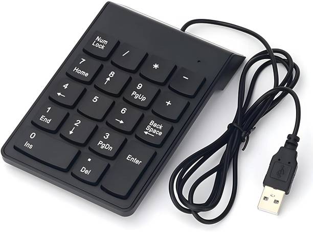 VOOCME USB 2.0 Wired Numeric Keypad – Slim Mini 18-Key Number Pad for Laptop, PC Wired USB Handheld Desktop Keyboard Compatible with Desktop, Laptop, Mac