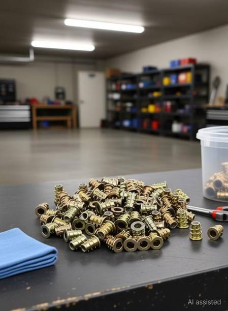 MOHTASHIM Nut & Bolt Set D-nut Wood Insert Nut, Zinc Plated, Socket Hex Drive (M4 X 10mm) (100pcs)