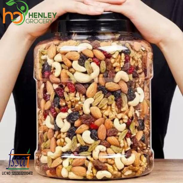 HENLEY Premium Mix Dry Fruit | Panchmeva | 1KG | JAR | Almonds, Cashews, Dry Dates, Raisins, Pistachios, Assorted Fruits & Nuts