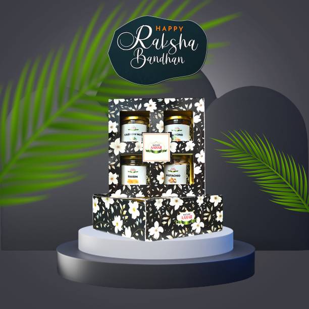 Nature Aahar premium dryfruit gift hamper for diwali (125gm*4) Cashews, Almonds, Pistachios, Raisins