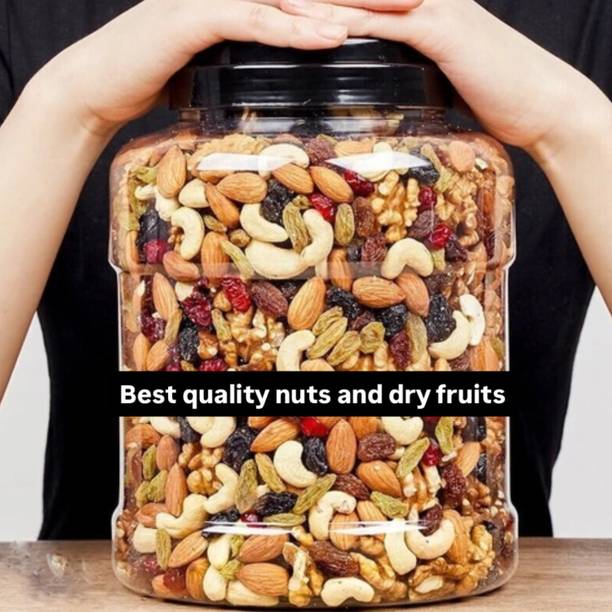 SHIVAAY mix dry fruits premium jar 1 kg cashews , almonds, raisins , apricots many more Almonds, Cashews, Raisins, Pistachios, Assorted Seeds & Nuts, Walnuts, Apricots, Figs, Dates