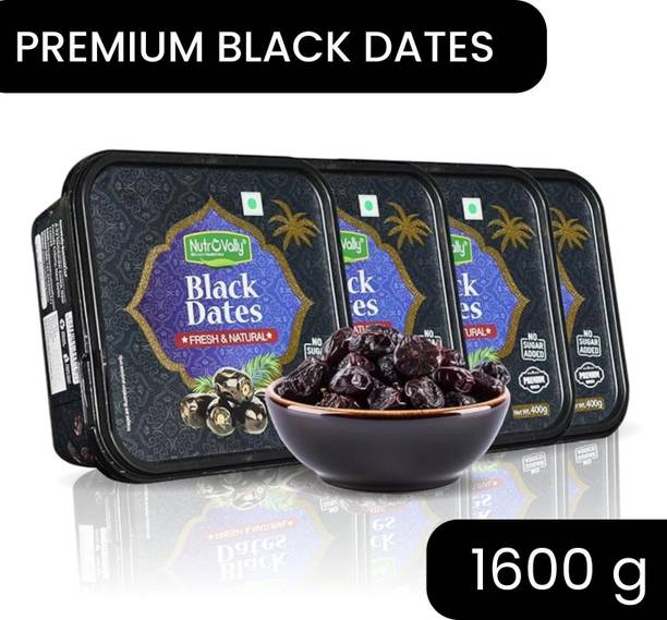 NutroVally Premium Black Dates for Strong Bone | 100% Fresh & Natural | Antioxidants Rich Dry Dates