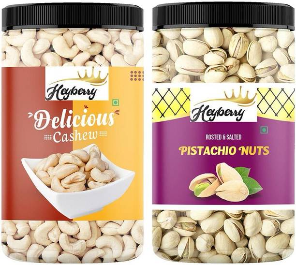 Heyberry Premium Dry Fruits Combo Pack 500gm Cashews, Pistachios